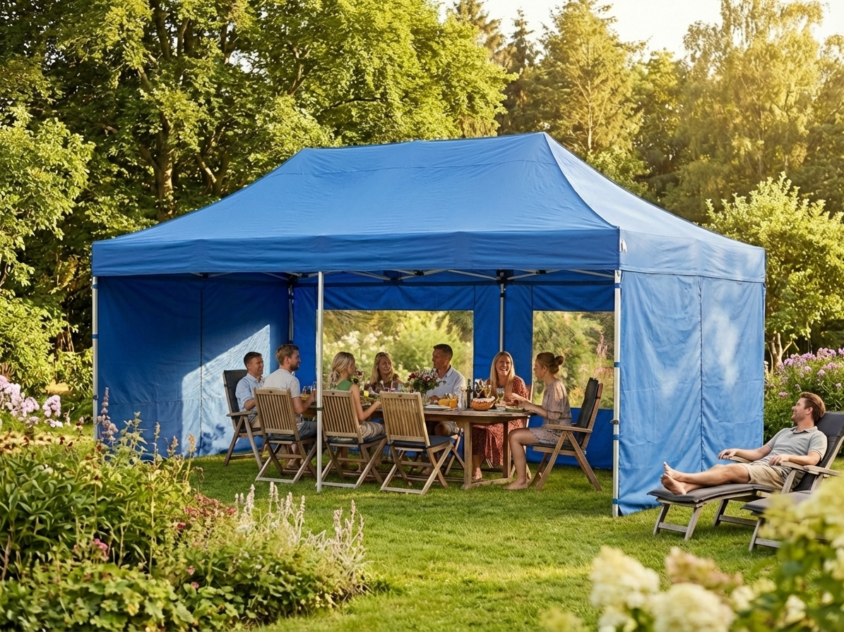 Blue pop-up gazebo 4x8m with aluminium frame for commercial use - product detail