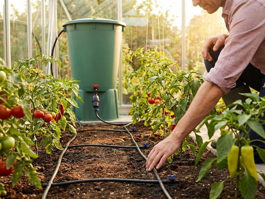 Greenhouse irrigation system in black, suitable for 8m structures