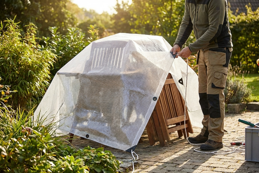 Clear tarpaulin 8x12 meters, net reinforced PE, outdoor cover - product detail
