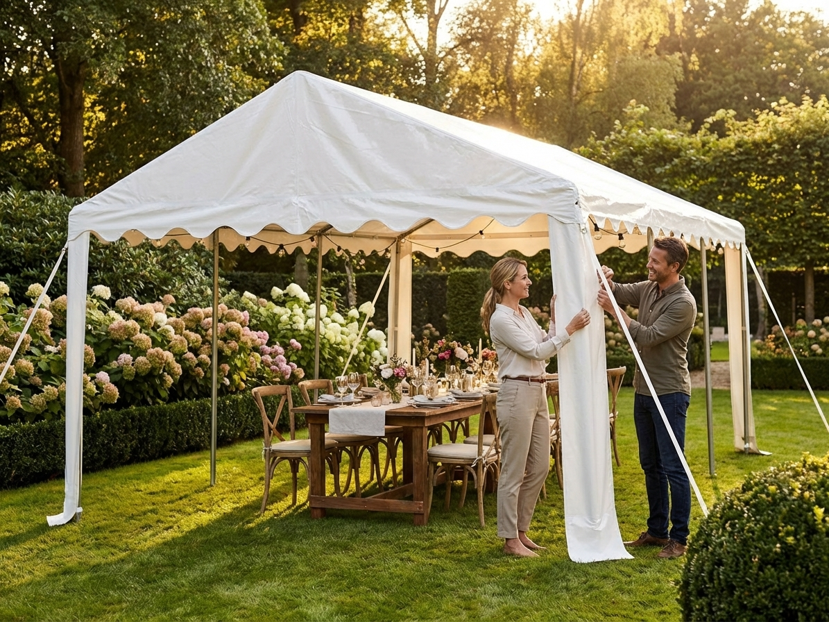 White marquee roof cover 4x6m made of polyethylene for event shelter - view 3