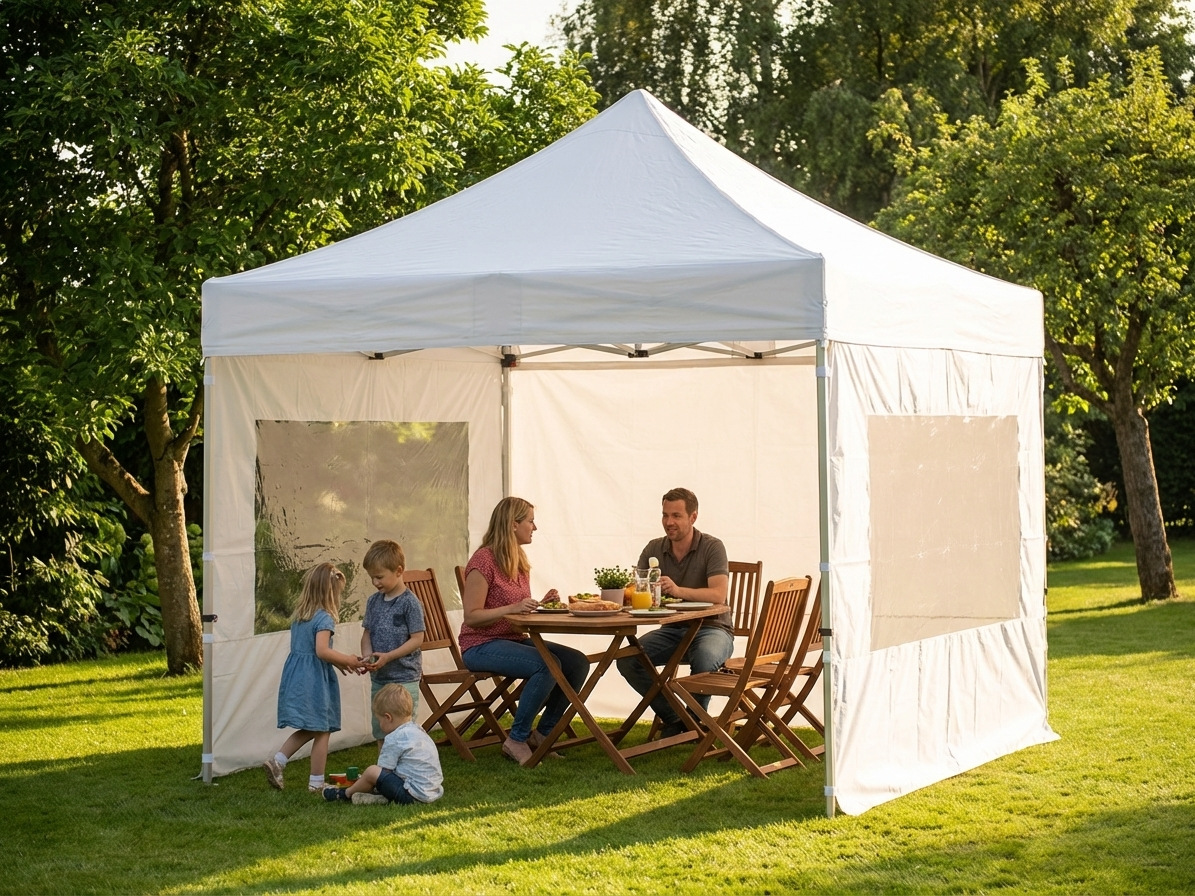 Pop Up Gazebo 3x3 m White with Aluminium Frame for Outdoor Use - view 3