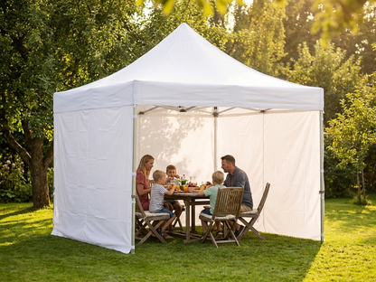 White Pop Up Gazebo 4x4 m with flame retardant aluminium frame - product detail