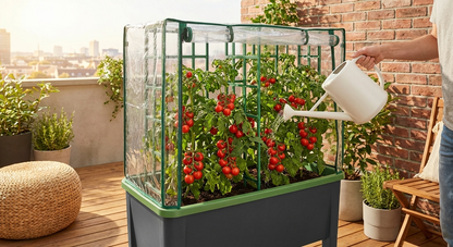 Self-watering planter box in anthracite, perfect for urban gardening - product detail