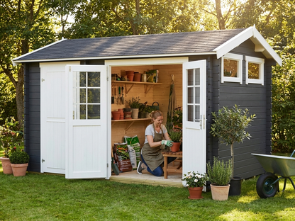Wooden Shed in Dark Grey for Garden Storage - product detail