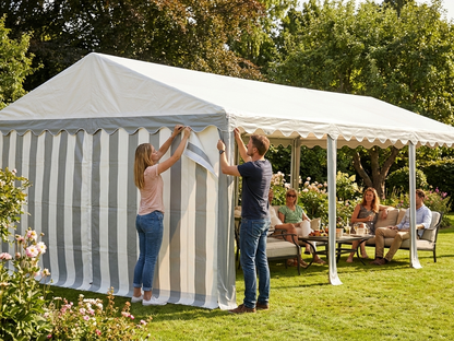 White and grey PVC marquee roof cover 4x10 m - view 3