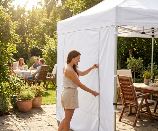 White sidewall with zipper for outdoor tents - product detail