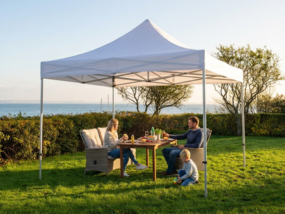 Pop up gazebo with transparent PVC roof and steel frame, 4x4 m