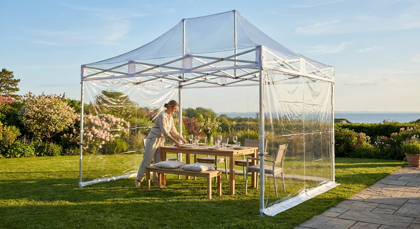 Clear pop-up gazebo 3x3 m with aluminium frame for outdoor events - product detail