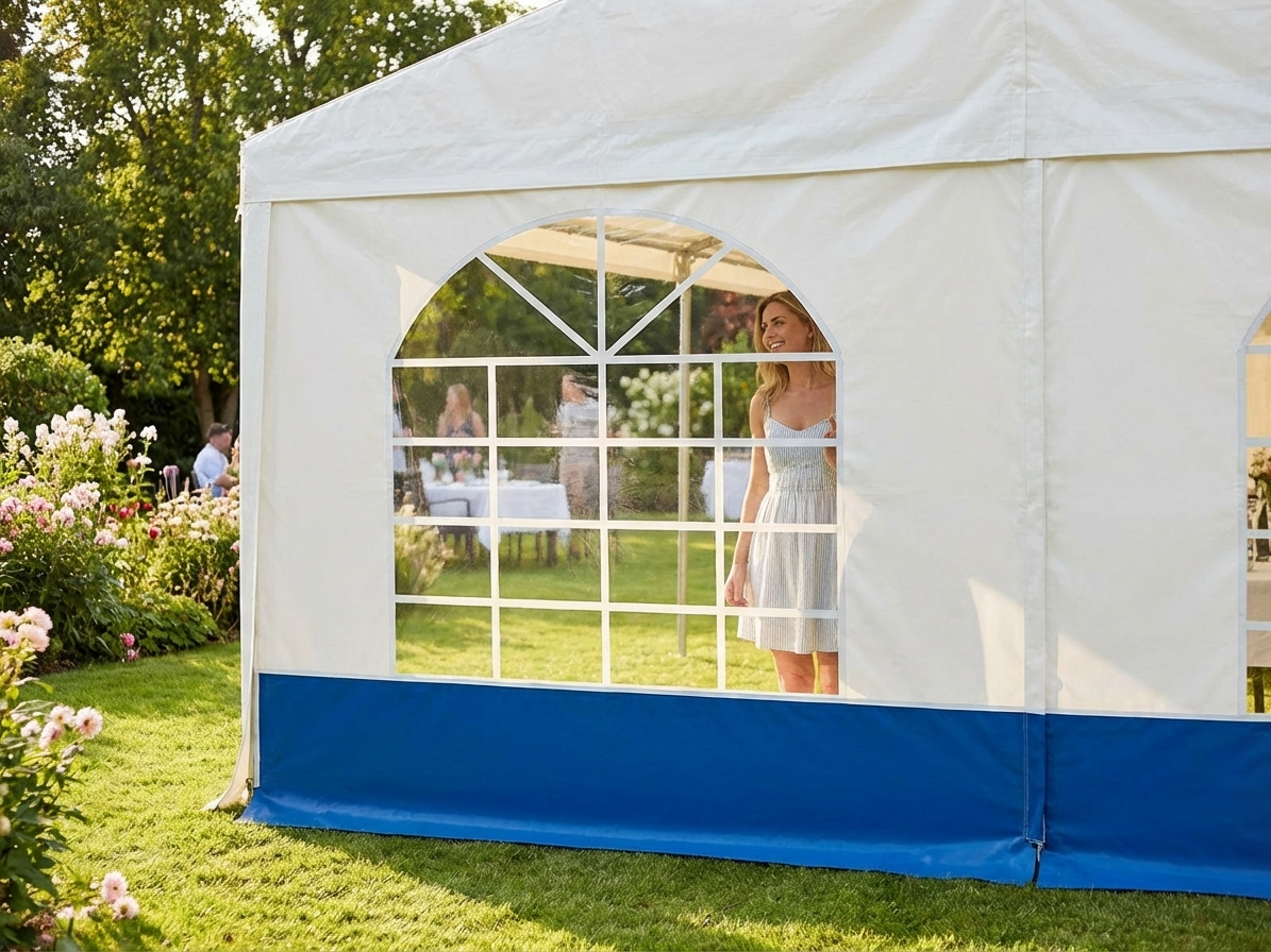 White and blue marquee sidewall with window design - view 3