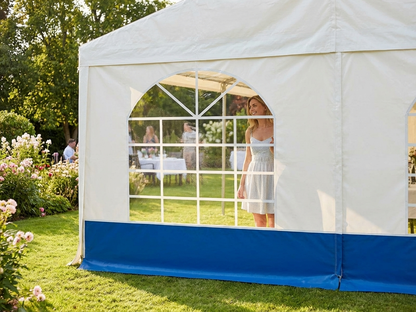 White and blue marquee sidewall with window design - view 3