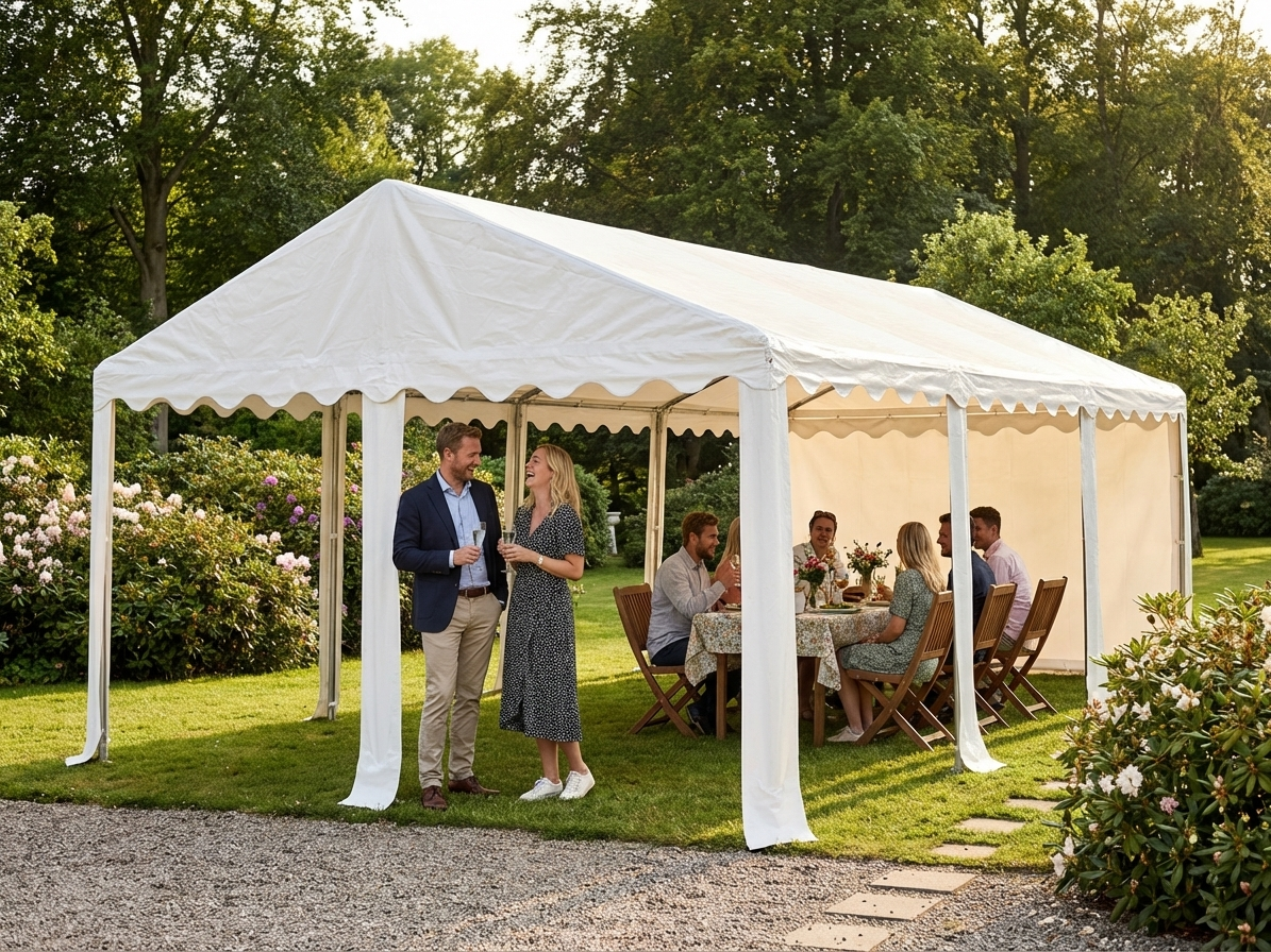 Marquee roof cover in white, 6x14 metres, strong PVC material - view 3