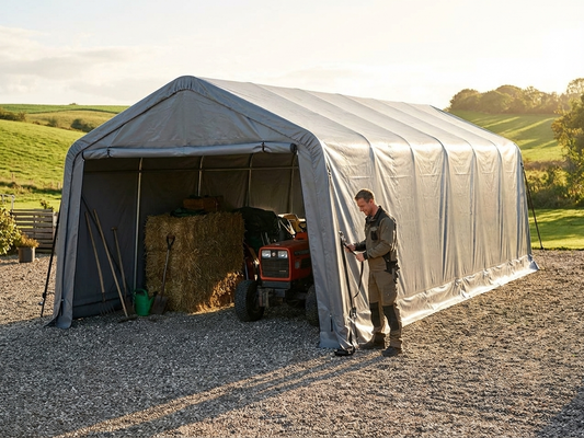 Grey PVC roof cover for storage shelter, 4x10 m size - product detail