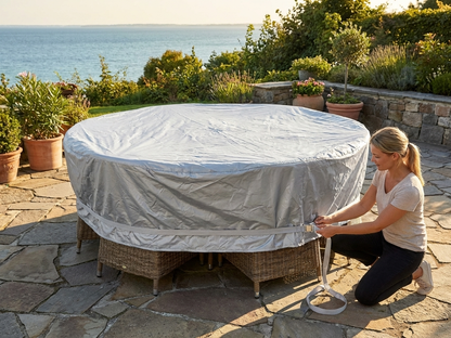 Silver garden furniture cover Ø178x90 cm for outdoor protection