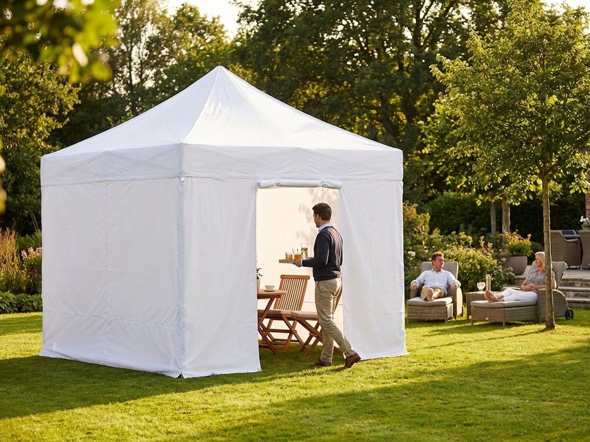 Pop up gazebo 3x3m white with aluminium frame for outdoor use - view 3