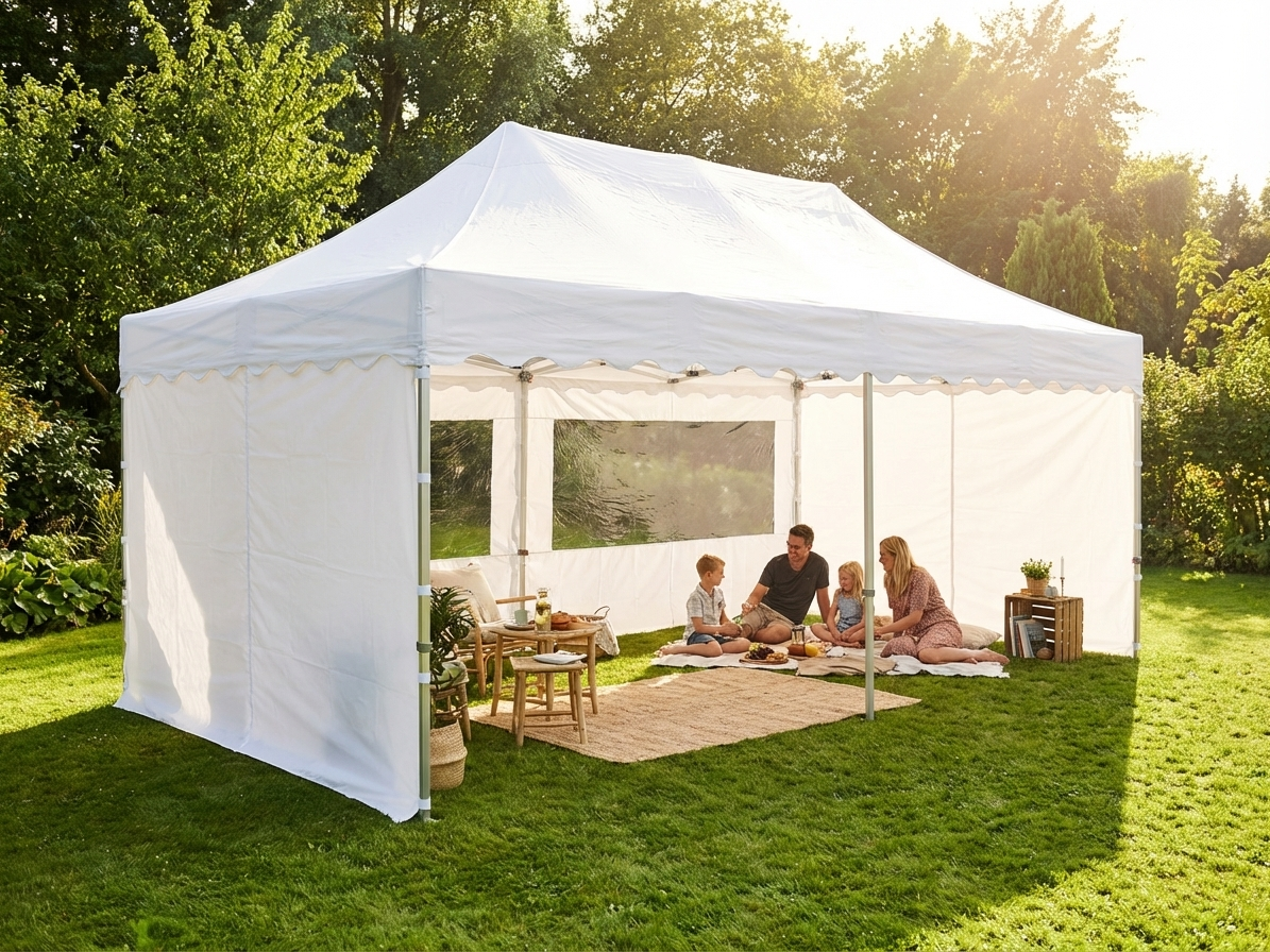White pop-up gazebo with aluminium frame for outdoor events