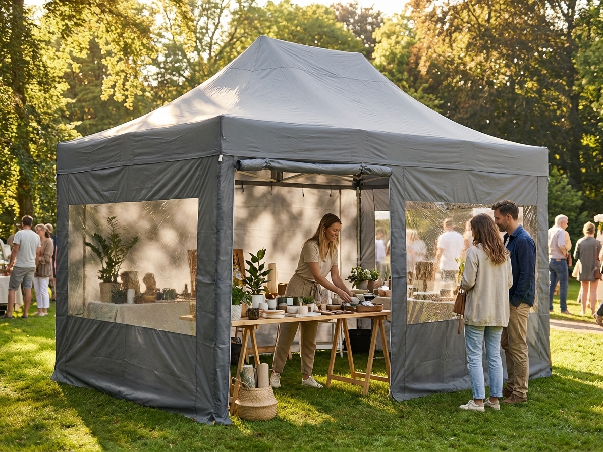 Pop Up Gazebo 4x6 m Grey with Aluminium Frame