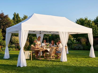 White pop-up gazebo with steel frame for outdoor events