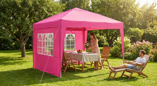 Pop up gazebo in pink with aluminium frame for outdoor events