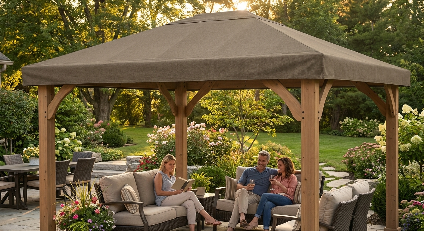Dark beige wind roof for Gazebo Osiris, polyester material - product detail