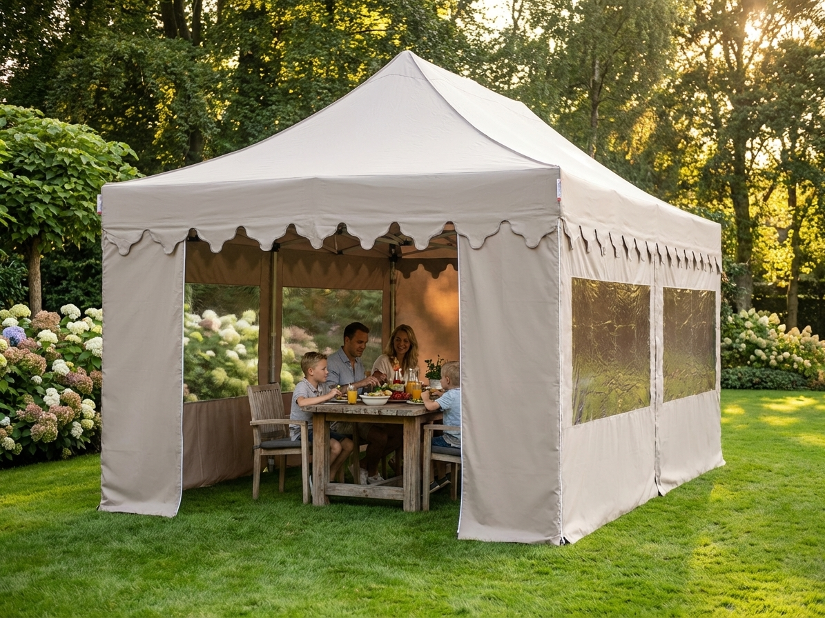 Pop up gazebo 3x6m in latte with steel frame for outdoor events