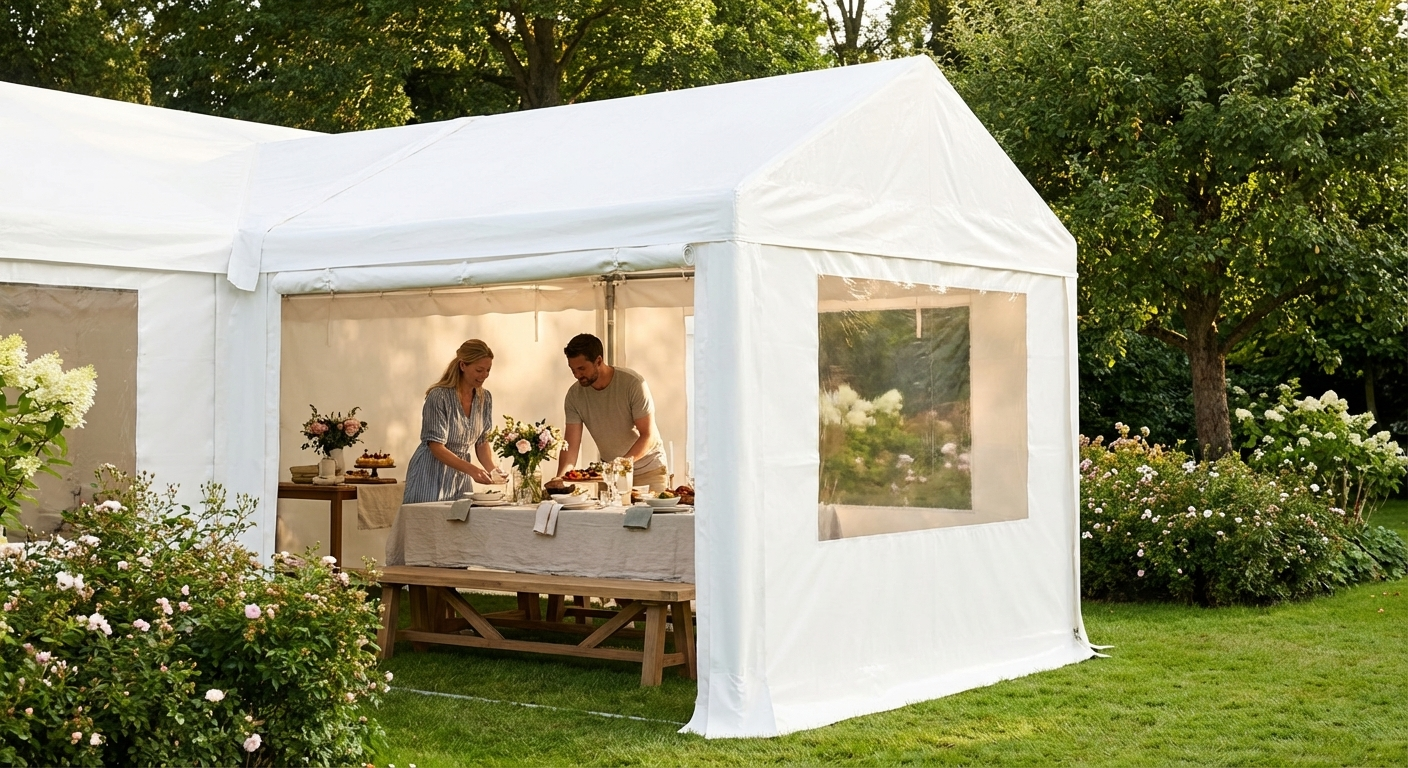 PVC tent extension in white for outdoor events - product detail