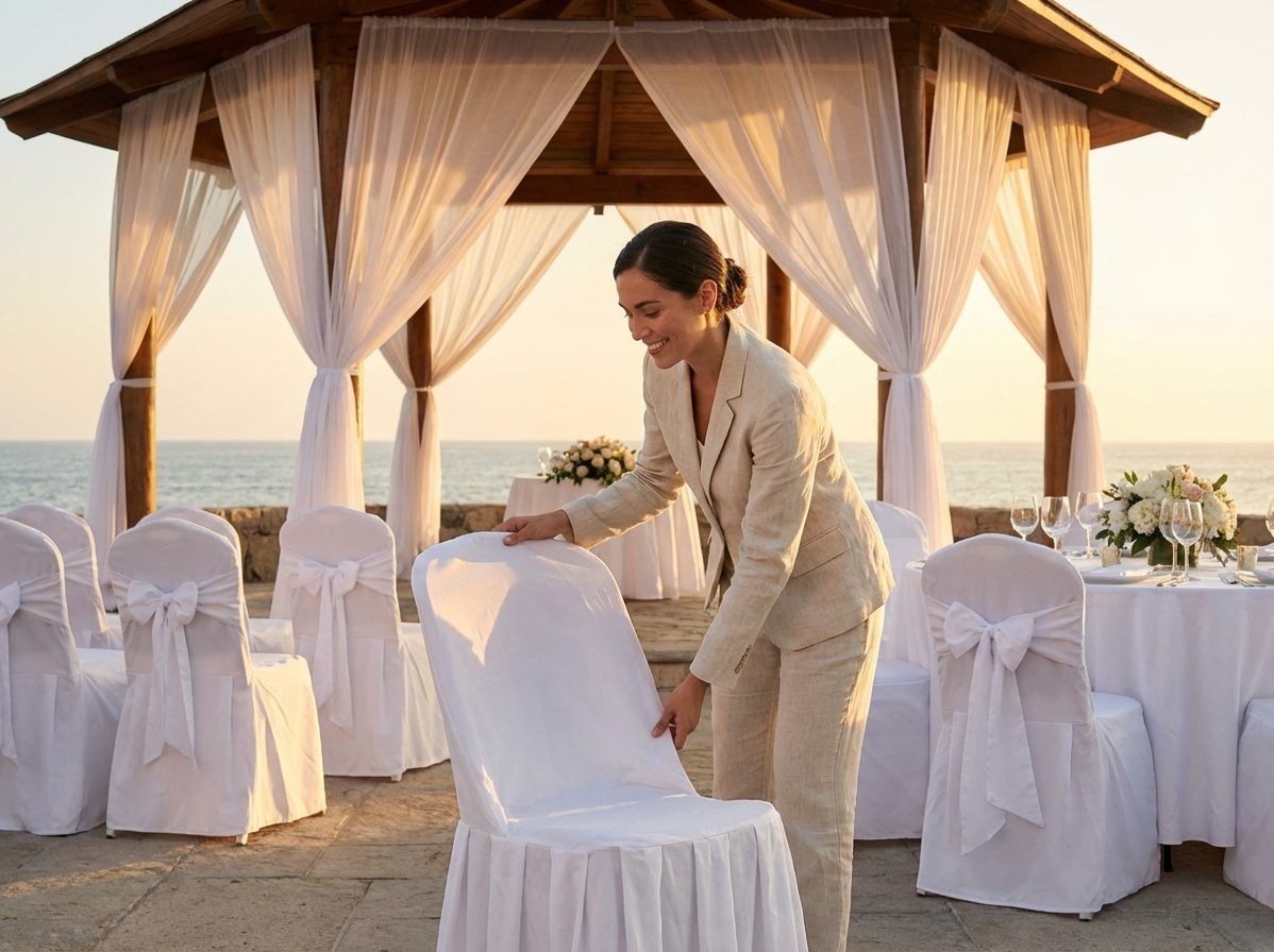 Elegant white chair cover for 44x44x80 cm chair