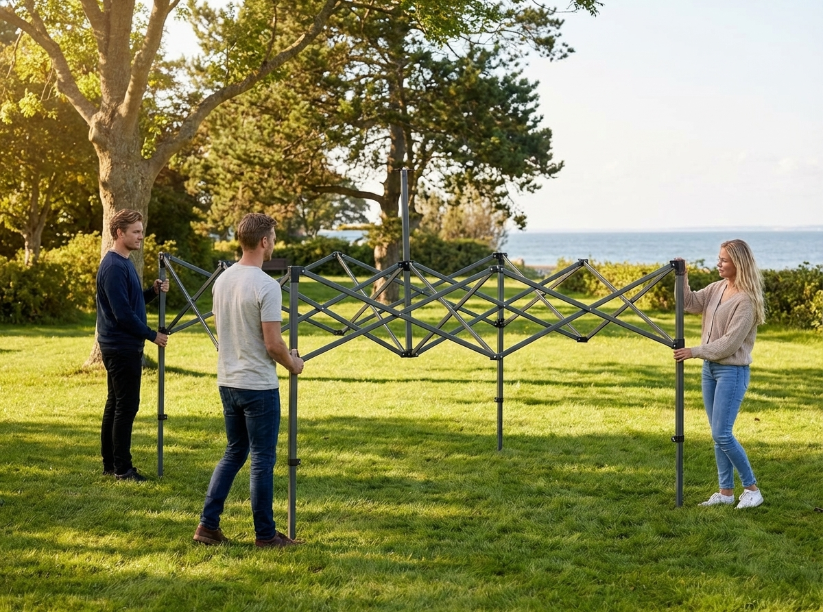 Steel gazebo frame 3x3 m grey, adjustable for outdoor use - view 3