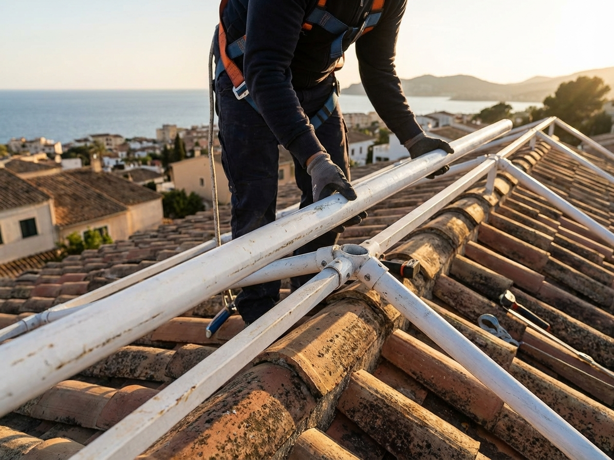 Galvanised steel tube for roof support, Ø50 mm, 1455 mm