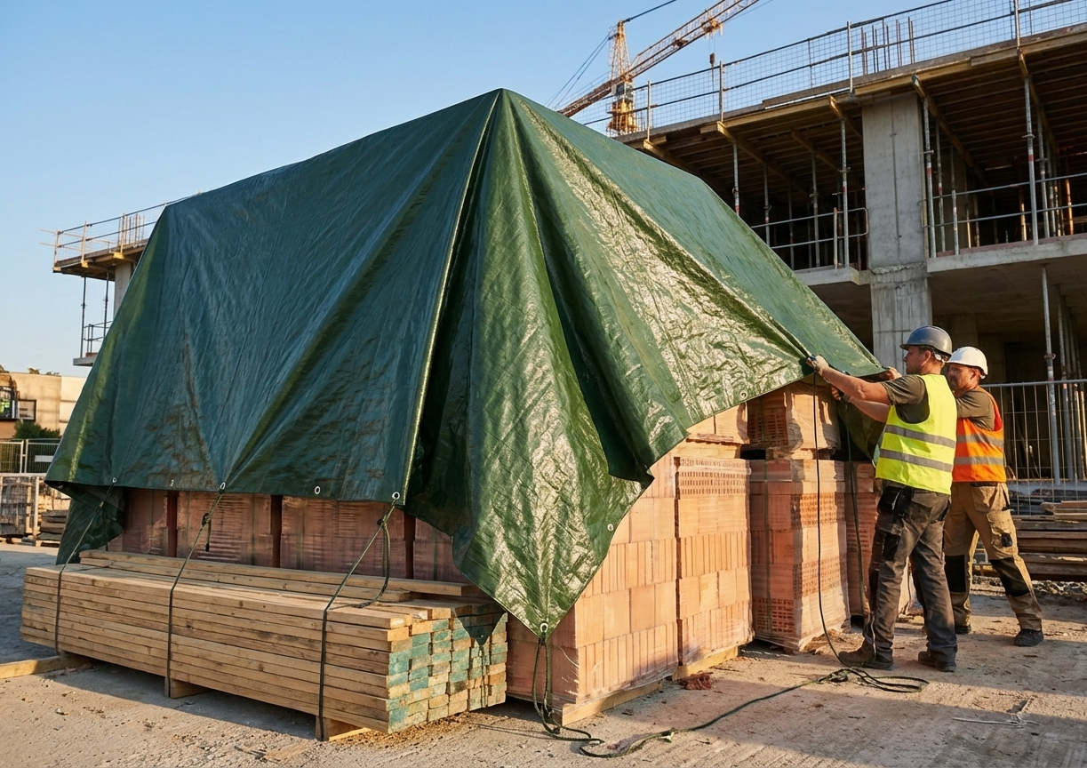 Green tarpaulin 6x8m for outdoor protection - product detail