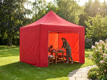 Red pop up gazebo with aluminium frame for outdoor use - view 3