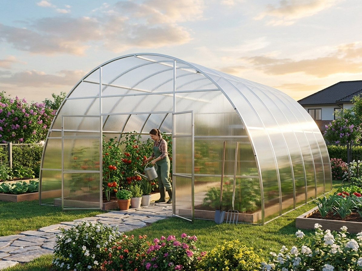 Polycarbonate Greenhouse 36 m² Silver with Steel Frame