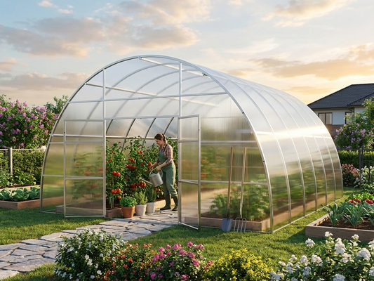 Polycarbonate Greenhouse 36 m² Silver with Steel Frame