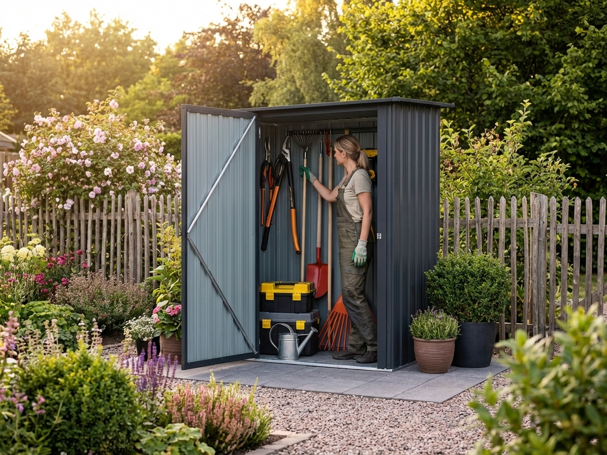 Anthracite garden shed made of galvanised steel - view 3