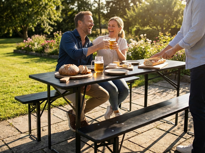 Black Beer Table Set 200x60x78 cm for Commercial Use