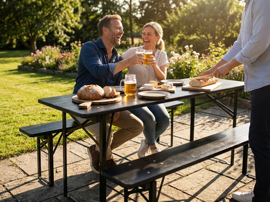 Black Beer Table Set 200x60x78 cm for Commercial Use