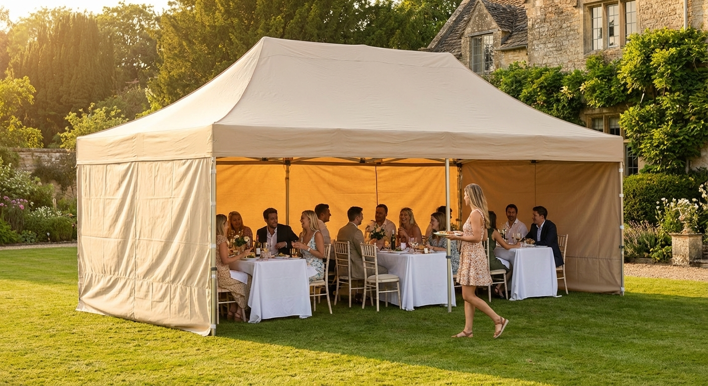 Sand-coloured 4x8 metre marquee for outdoor events - view 3