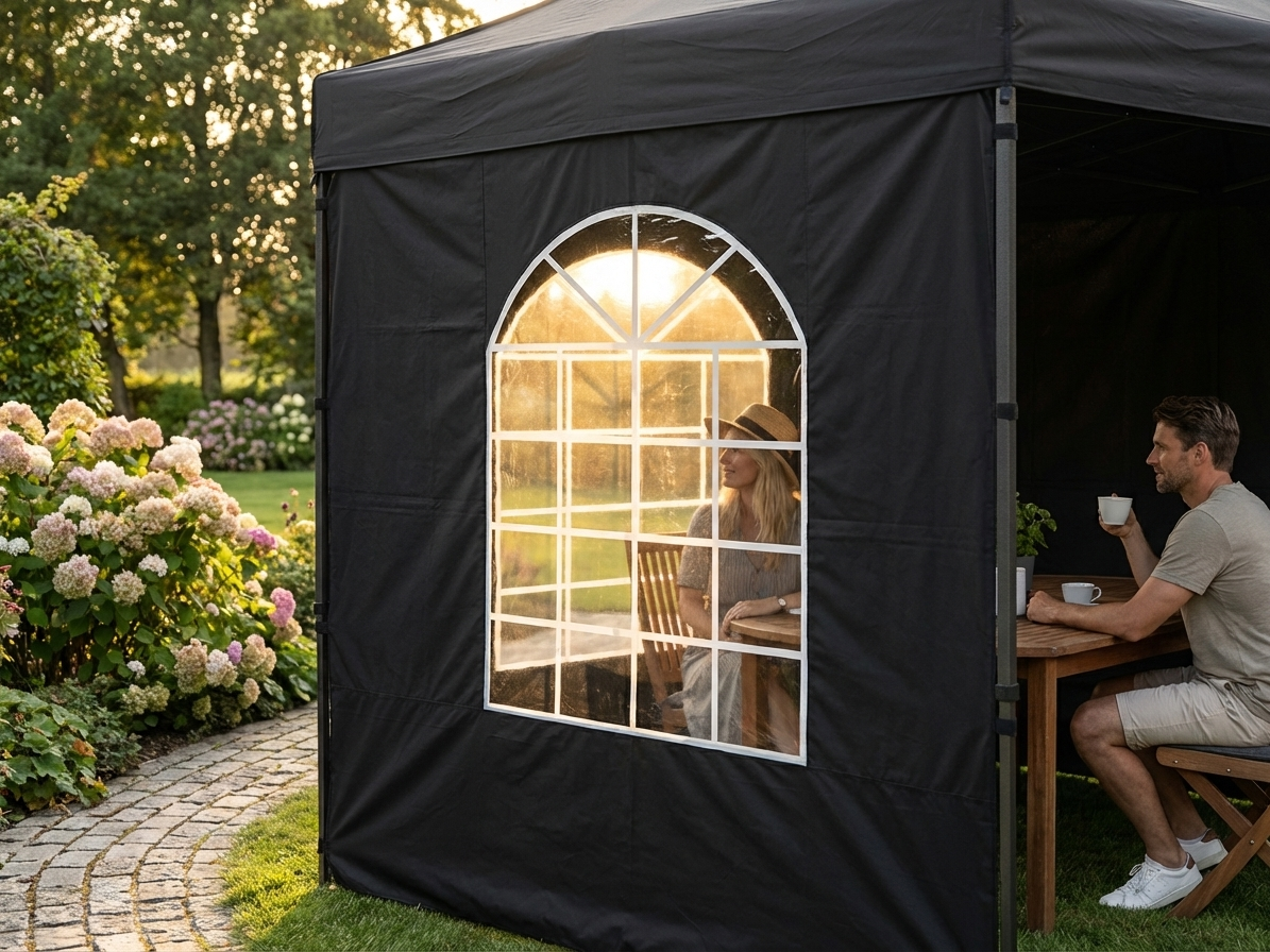 Black sidewall with window for outdoor events - product detail