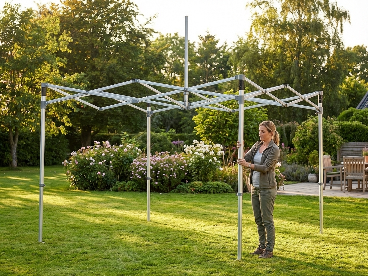 Aluminium gazebo frame, 3.5x3.5 m, silver finish - product detail