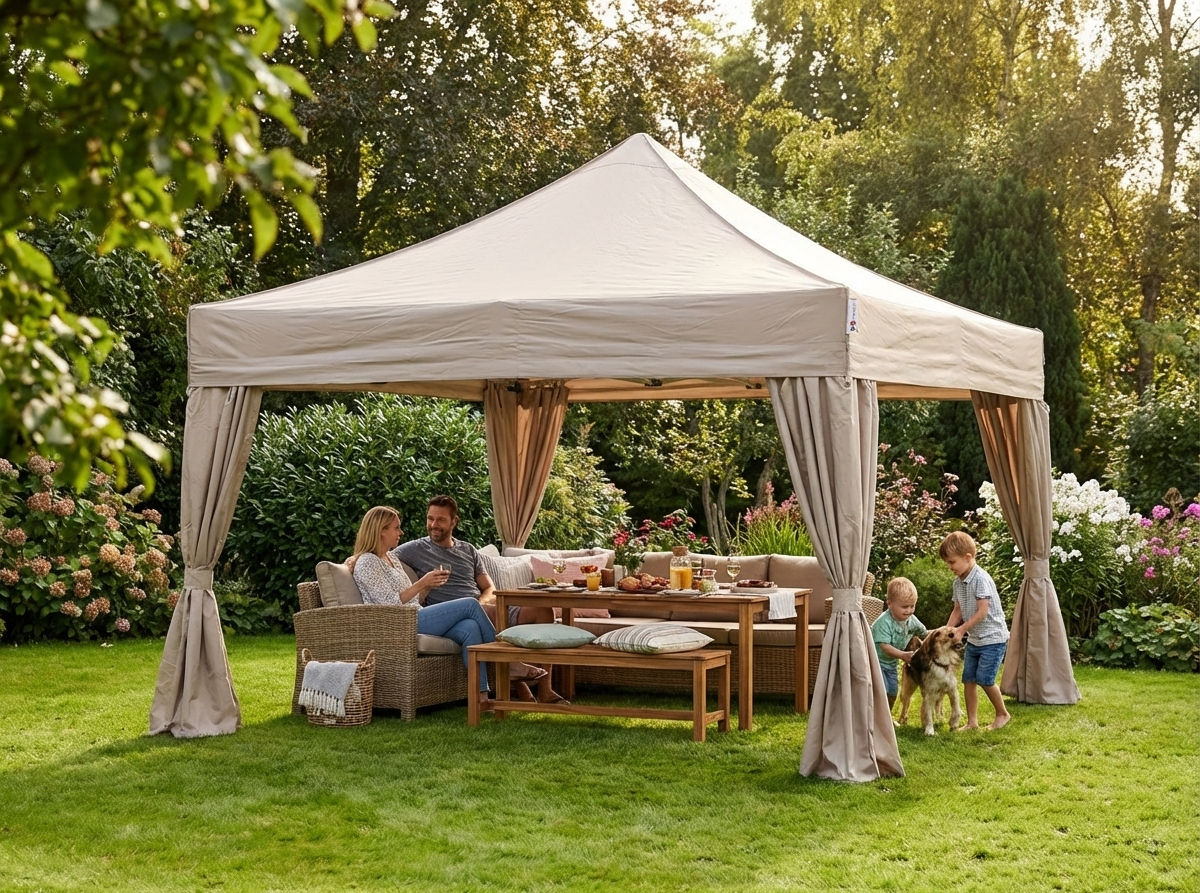Pop Up Gazebo 4x4m Latte with Steel Frame - product detail