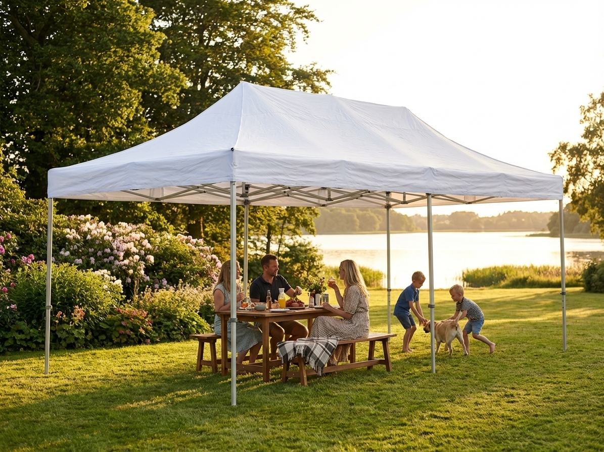 Clear pop up gazebo with PVC roof and steel frame