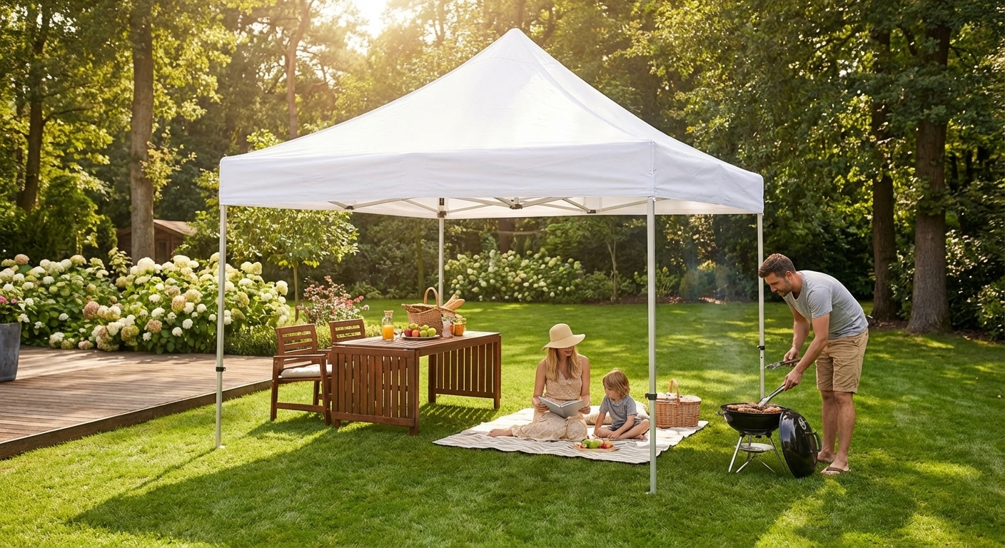 White pop-up gazebo with aluminium frame for outdoor events