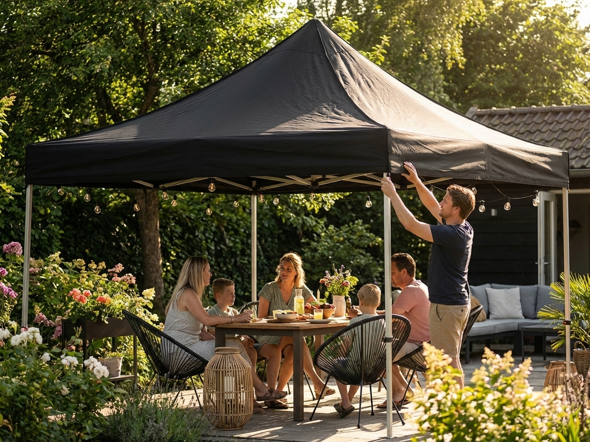 Black gazebo roof cover 3x6m for outdoor use