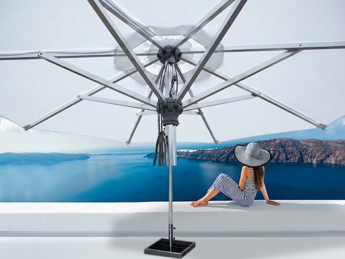 White garden parasol with aluminium frame, 3.5m diameter - product detail