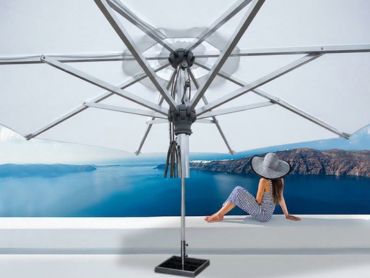 White garden parasol with aluminium frame, 3.5m diameter - product detail