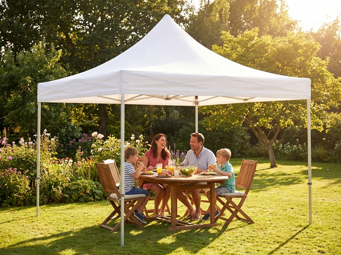 White pop-up gazebo for outdoor events