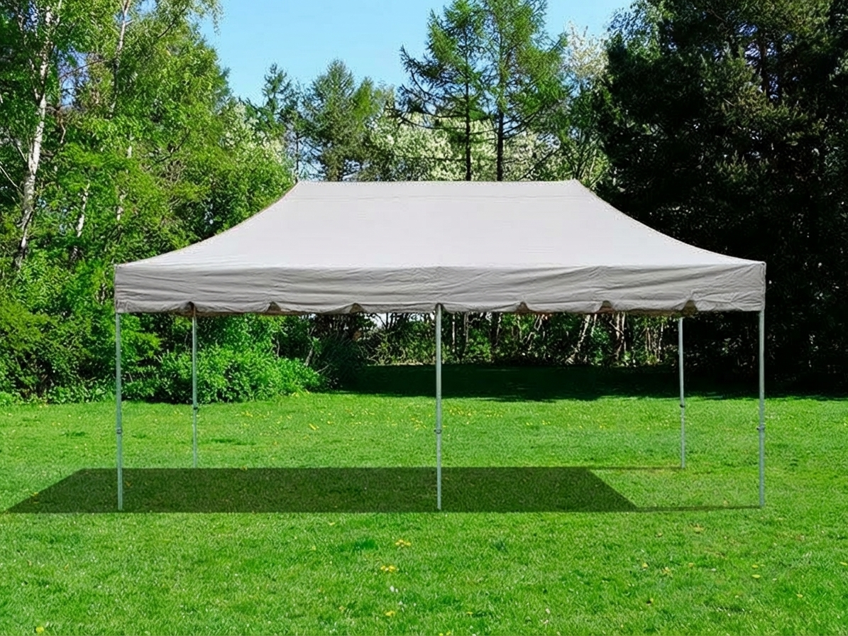 Pop up gazebo in latte colour with steel frame for outdoor events