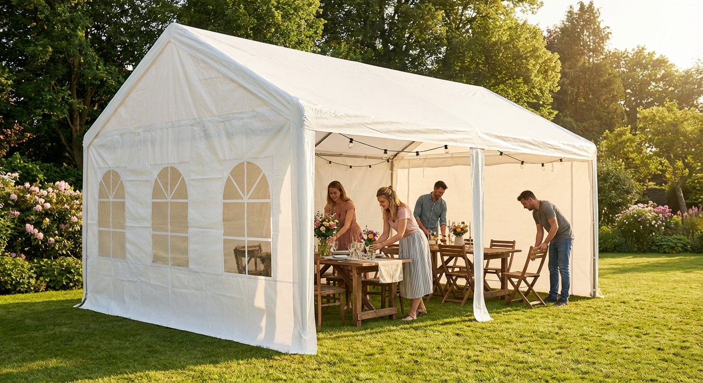 White 5x6 metre marquee tent for outdoor events - view 3