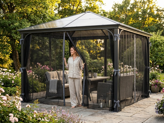 Black mosquito nets for gazebo use, made of polyester