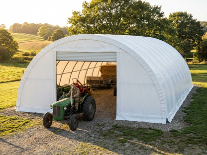 Arched Storage Tent 9.15x20x4.5 m in White for Industrial Use