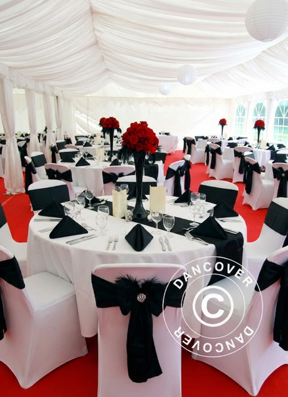 White marquee lining and leg curtain pack for 8x12m marquee, polyester